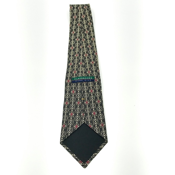 Claybrooke Mens Black Geometric Silk Tie - Picture 4 of 6